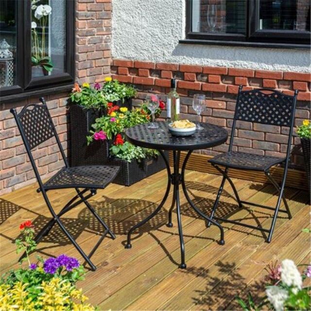 Cheshire 2 Seater Black Deluxe Havana Lattice Bistro Set - image 1