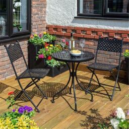 Cheshire 2 Seater Black Deluxe Havana Lattice Bistro Set