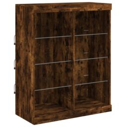 Berkfield Home Sideboards with LED Lights 3 pcs Smoked Oak Engineered Wood in Brown - thumbnail 8