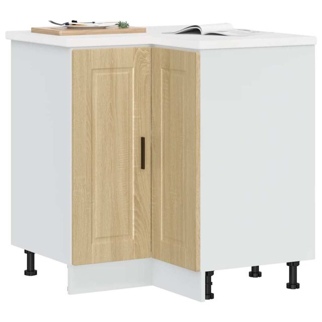 Berkfield Home Kitchen Corner Base Cabinet Porto Sonoma Oak Engineered Wood in Brown - image 1