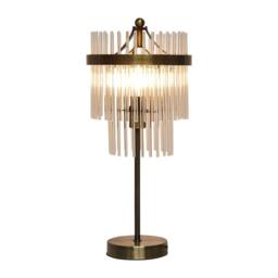 First Choice Lighting Set of 2 Georgia - Antique Brass with Glass Rods 45cm Table Lamps in Bronze - thumbnail 3