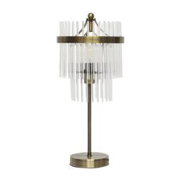 First Choice Lighting Set of 2 Georgia - Antique Brass with Glass Rods 45cm Table Lamps in Bronze - thumbnail 2