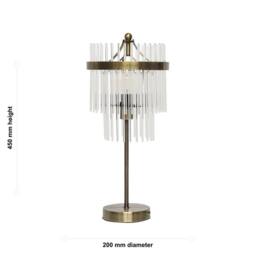 First Choice Lighting Set of 2 Georgia - Antique Brass with Glass Rods 45cm Table Lamps in Bronze - thumbnail 6