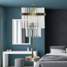 First Choice Lighting Set of 2 Georgia - Antique Brass with Glass Rods 45cm Table Lamps in Bronze - thumbnail 5