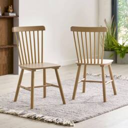 Cheshire Oakridge Premium Oak Dining Chairs - Set of 2 in Light Oak - thumbnail 4