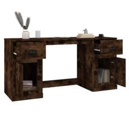 Berkfield Home Desk with Cabinet Smoked Oak Engineered Wood in Brown - thumbnail 5