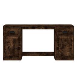 Berkfield Home Desk with Cabinet Smoked Oak Engineered Wood in Brown - thumbnail 6