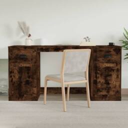 Berkfield Home Desk with Cabinet Smoked Oak Engineered Wood in Brown - thumbnail 2