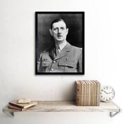 "Artery8 Vintage President War Général Gaulle French 12x16"" Framed Art Print in Grey - Size: W12"" x H16""" - thumbnail 2