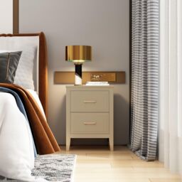 Cabinet Bits Palazzi 2 Drawer Bedside Table in Light Beige - thumbnail 1
