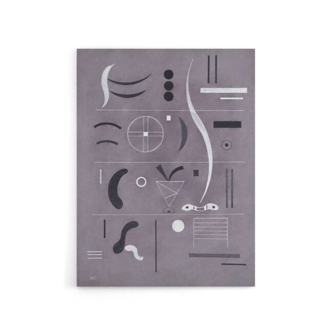 "Artery8 Four Parts Abstract Watercolour Kandinsky Canvas Wall Art Print in Grey - Size: W12"" x H16""" - image 1