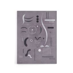 "Artery8 Four Parts Abstract Watercolour Kandinsky Canvas Wall Art Print in Grey - Size: W12"" x H16""" - thumbnail 1