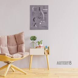 "Artery8 Four Parts Abstract Watercolour Kandinsky Canvas Wall Art Print in Grey - Size: W12"" x H16""" - thumbnail 3