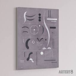 "Artery8 Four Parts Abstract Watercolour Kandinsky Canvas Wall Art Print in Grey - Size: W12"" x H16""" - thumbnail 2