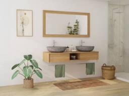 Vente-unique Wall-Hung Teak Vanity Unit With Towel Rail - 140 Cm - KUPANG in Light Oak - thumbnail 3