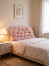 Living and Home Ruffled Tufted Princess-Style Bed Backrest Pillow in Pink - Size: 50 cm x 100 cm - thumbnail 2