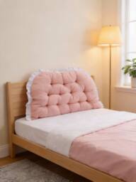 Living and Home Ruffled Tufted Princess-Style Bed Backrest Pillow in Pink - Size: 50 cm x 100 cm