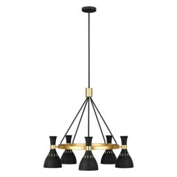 Loops 5 Bulb Chandelier LIght Midnight Black / Burnished Brass LED E27 60W
