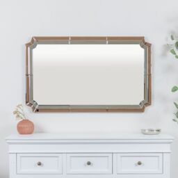 Melody Maison Rectangle Pink Glass Art Deco Wall Mirror 60cm X 100cm in Dark Pink - Size: 60 cm X 100 cm - thumbnail 4