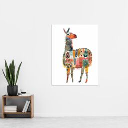 "Artery8 Llama With Colourful Folk Patterns Watercolour Wall Art Print - Size: W24"" x H32""" - thumbnail 4