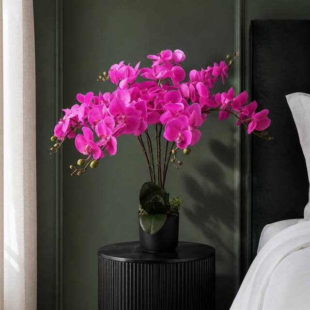 Leaf Botanik 85cm Dark Pink Artificial Orchid - image 1