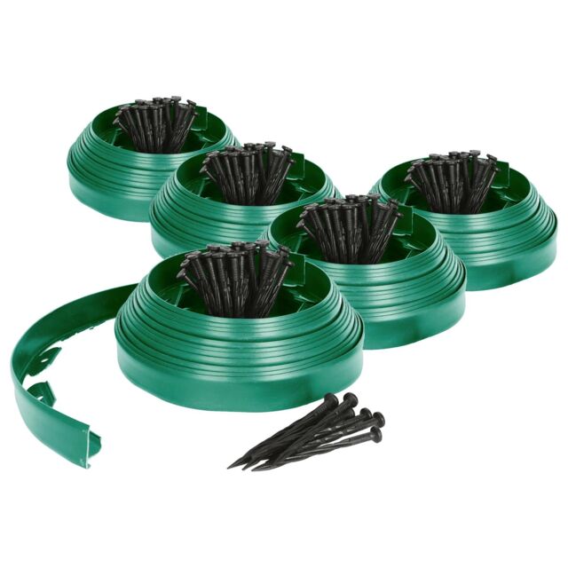 Harbour Housewares 100m Flexible Plastic Lawn Edging Path Grass Border with Plastic Pegs in Green - image 1