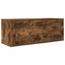 Berkfield Home Wall Shoe Cabinet Smoked Oak 100x35x38 cm Engineered Wood in Brown - Size: 100 x 35 x 38 cm - thumbnail 1