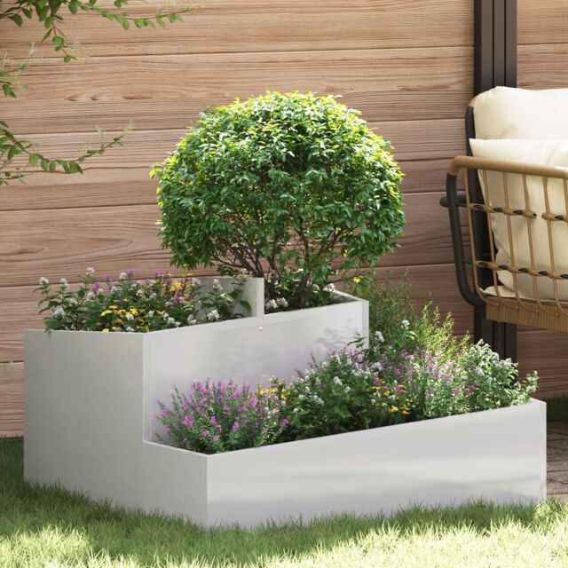Berkfield Home Planter 80x80x50 cm Stainless Steel in Silver - Size: 80 x 80 x 50 cm - image 1