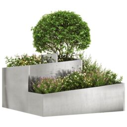 Berkfield Home Planter 80x80x50 cm Stainless Steel in Silver - Size: 80 x 80 x 50 cm - thumbnail 3