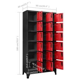 Berkfield Home Locker Cabinet Anthracite & Red 90x40x180 cm Steel - Size: 90 x 40 x 180 cm - thumbnail 8
