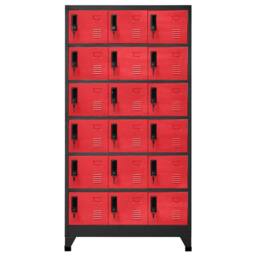 Berkfield Home Locker Cabinet Anthracite & Red 90x40x180 cm Steel - Size: 90 x 40 x 180 cm - thumbnail 3
