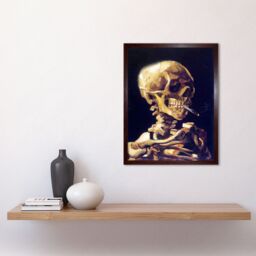 "Artery8 Wall Art Print Old Master Painting Van Gogh 1886 Head of a Skeleton with a Burning Cigarette Gothic Skull Art Framed - Size: W12"" x H16""" - thumbnail 2