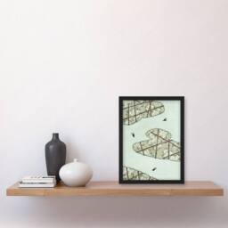 "Artery8 Abstract Floral Sky Japanese Vintage Framed Wall Art Print Bijutsukai in Blue - Size: W12"" x H16""" - thumbnail 4