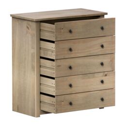 Home Discount Vida Designs Panama Solid Pine 5 Drawer Chest Storage Bedroom Furniture in Brown - thumbnail 7
