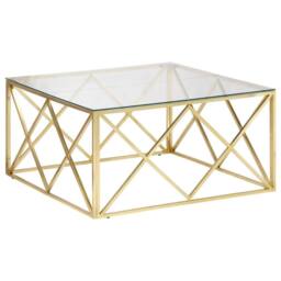 Berkfield Home Coffee Table Gold Stainless Steel & Tempered Glass