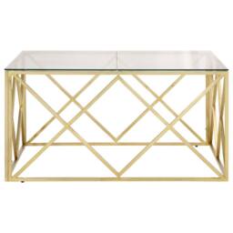 Berkfield Home Coffee Table Gold Stainless Steel & Tempered Glass - thumbnail 4
