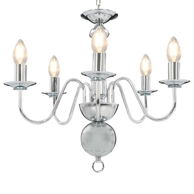 Berkfield Home Chandelier Silver 5 x E14 Bulbs - image 1