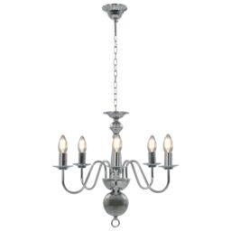 Berkfield Home Chandelier Silver 5 x E14 Bulbs - thumbnail 4