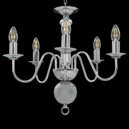 Berkfield Home Chandelier Silver 5 x E14 Bulbs - thumbnail 3