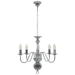 Berkfield Home Chandelier Silver 5 x E14 Bulbs - thumbnail 6