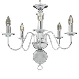 Berkfield Home Chandelier Silver 5 x E14 Bulbs - thumbnail 2