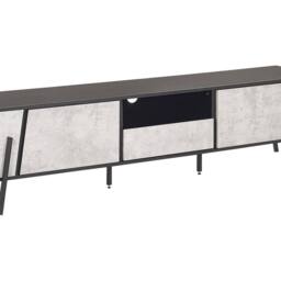 Wyld and Coco Industrial TV Stand Up to 75 inch TV Concrete effect Top Black in Grey - thumbnail 2