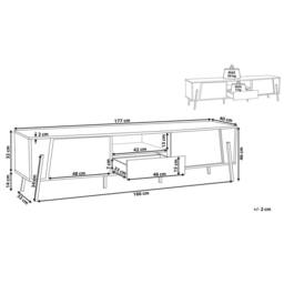 Wyld and Coco Industrial TV Stand Up to 75 inch TV Concrete effect Top Black in Grey - thumbnail 3