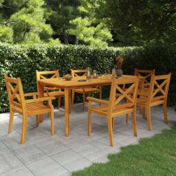 Berkfield Home Garden Table 200x100x75 cm Solid Wood Acacia in Brown - Size: 200 x 100 x 75 cm - thumbnail 1