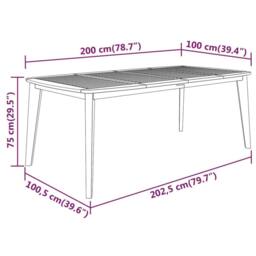 Berkfield Home Garden Table 200x100x75 cm Solid Wood Acacia in Brown - Size: 200 x 100 x 75 cm - thumbnail 5