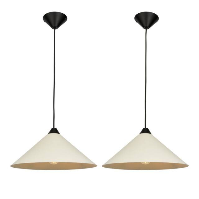 First Choice Lighting Set of 2 Fontana - Taupe 40cm Diameter Ceiling Pendant Lights in Cream - image 1