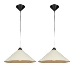 First Choice Lighting Set of 2 Fontana - Taupe 40cm Diameter Ceiling Pendant Lights in Cream