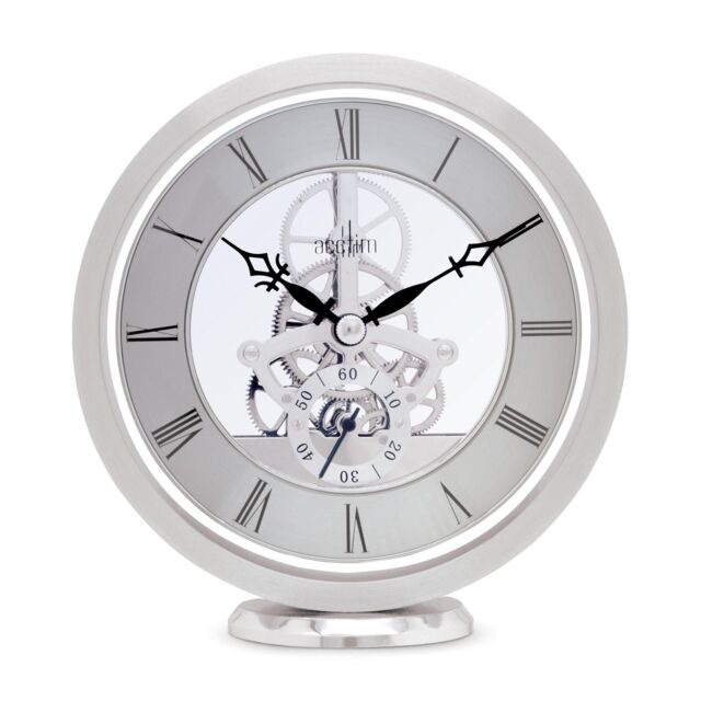 Acctim Millenden Mantel Clock Quartz Polished Metal Floating Effect Glass Front in Silver - image 1