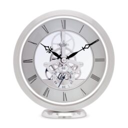 Acctim Millenden Mantel Clock Quartz Polished Metal Floating Effect Glass Front in Silver