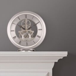 Acctim Millenden Mantel Clock Quartz Polished Metal Floating Effect Glass Front in Silver - thumbnail 5